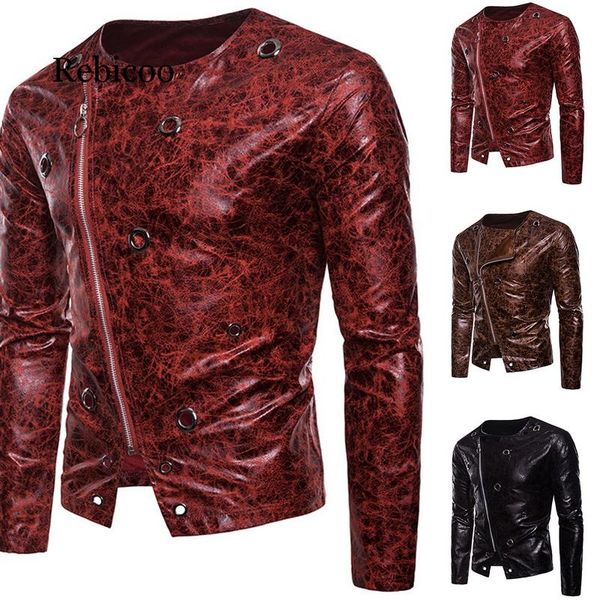 men's leather jacket brand male punk rock motorcycle jackets autumn casual long sleeve printed zipper pu black coats
men's leather jacket brand male punk rock motorcycle jackets autumn casual long sleeve printed zipper pu black coats
