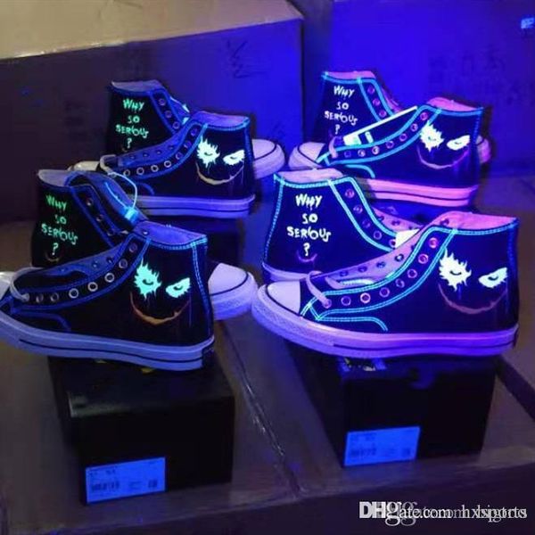 2019 new luminous men women casual shoes 1970 canvas designer batman clown comic black graffiti skate shoes size 35-44, White;red
2019 new luminous men women casual shoes 1970 canvas designer batman clown comic black graffiti skate shoes size 35-44, White;red