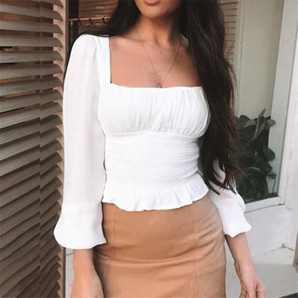 элегантный длинным рукавом женщины блузка рубашка лето сборки баски блуза женские топы высокой талией сексуальная белая блузка женский 2019, White
элегантный длинным рукавом женщины блузка рубашка лето сборки баски блуза женские топы высокой талией сексуальная белая блузка женский 2019, White