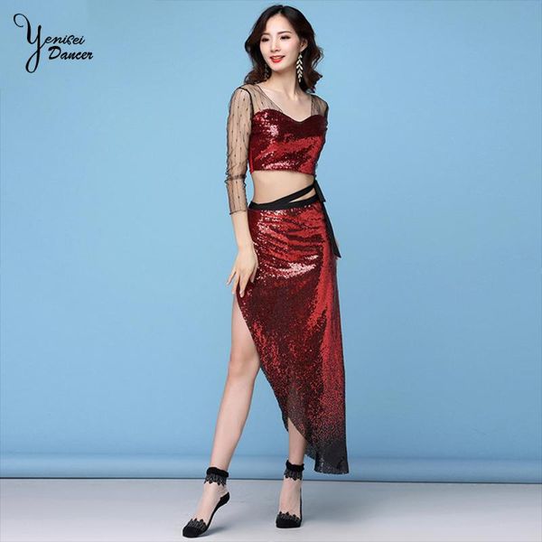 practice clothes autumn and winter new net yarn beads bright hip scarf belly dance suit beginner, Black;red
practice clothes autumn and winter new net yarn beads bright hip scarf belly dance suit beginner, Black;red