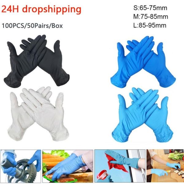 100pcs disposable latex gloves black white blue non-slip rubber protective nitrile gloves for universal work garden household cleaning
100pcs disposable latex gloves black white blue non-slip rubber protective nitrile gloves for universal work garden household cleaning