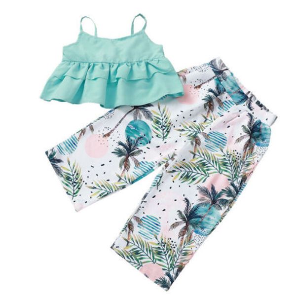 1-5yeasr kids baby girl 2pcs clothes 2020 summer beach style sleeveless vest ruffles t-shirts+printed long pants outfits, White
1-5yeasr kids baby girl 2pcs clothes 2020 summer beach style sleeveless vest ruffles t-shirts+printed long pants outfits, White