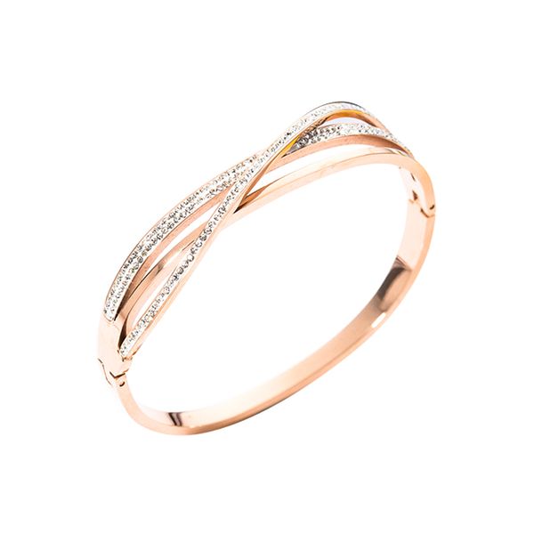 2019 new stainless steel rose gold twist arm zircon opening woman bracelet simple fashion retro woman jewelry, Black
2019 new stainless steel rose gold twist arm zircon opening woman bracelet simple fashion retro woman jewelry, Black