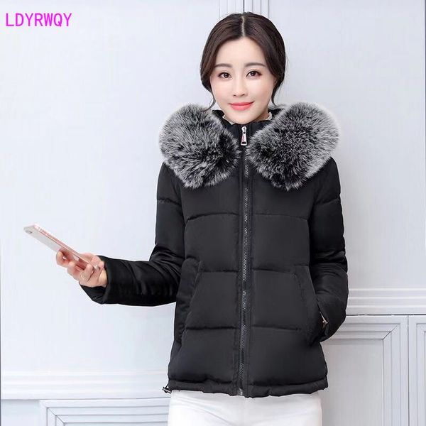 2019 autumn and winter new women's korean fashion large fur collar hooded zipper long-sleeved slim thick warm parkas, Black
2019 autumn and winter new women's korean fashion large fur collar hooded zipper long-sleeved slim thick warm parkas, Black