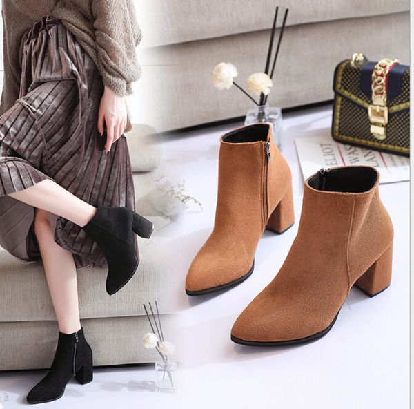autumn thick with side zipper suede short boots korean version of the pointed fashion martin boots women's high heel wild women's, Black
autumn thick with side zipper suede short boots korean version of the pointed fashion martin boots women's high heel wild women's, Black