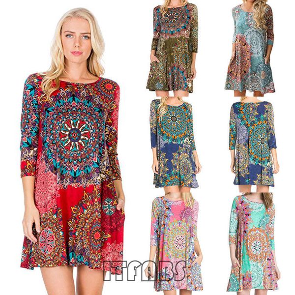 women dress boho floral chiffon summer casual beach short mini dress seven-quarter sleeve pocket national style print sundress, Black;gray
women dress boho floral chiffon summer casual beach short mini dress seven-quarter sleeve pocket national style print sundress, Black;gray