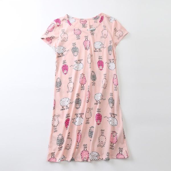 new knitted cotton short sleeve pajamas cute cartoon home clothes european women's large print nightdress sleepwear bath pale pink shee, Black;red
new knitted cotton short sleeve pajamas cute cartoon home clothes european women's large print nightdress sleepwear bath pale pink shee, Black;red