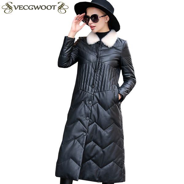 new winter genuine leather down jacket women fashion large size genuine leather jacket women long solid color lj003, Black
new winter genuine leather down jacket women fashion large size genuine leather jacket women long solid color lj003, Black