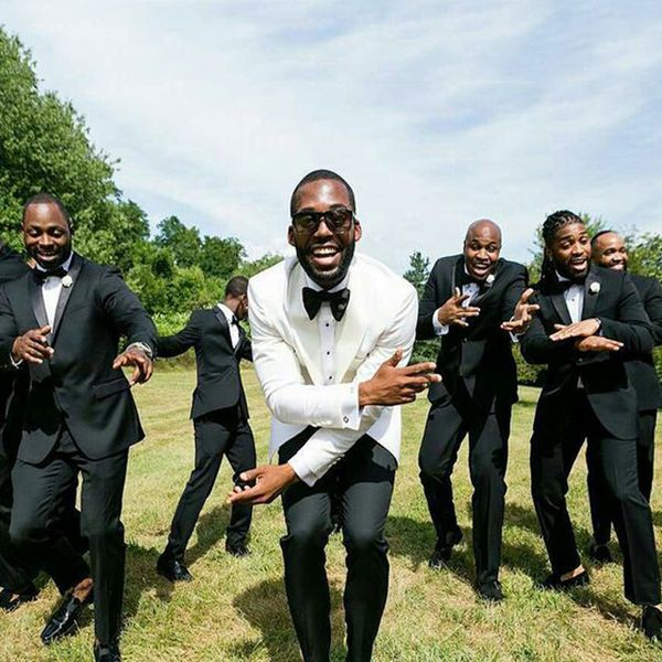 ivory groom tuxedos men suits for wedding black groomsmen blazer latest coat pant designs costume homme 2piece slim fit terno masculino, Black;gray
ivory groom tuxedos men suits for wedding black groomsmen blazer latest coat pant designs costume homme 2piece slim fit terno masculino, Black;gray