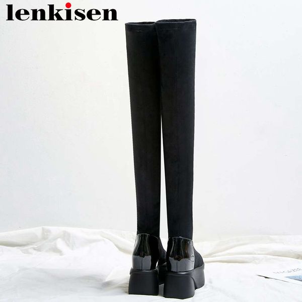 lenkisen round toe high bottom platform solid cow leather stretch fabric thigh high boots fashion women over-the-knee boots l08, Black
lenkisen round toe high bottom platform solid cow leather stretch fabric thigh high boots fashion women over-the-knee boots l08, Black