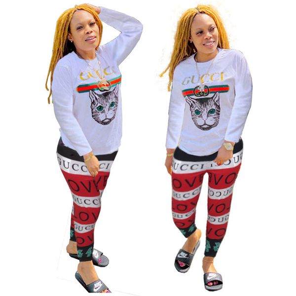 Cat Printe Women Two Piece Pants Long Sleeve GC Letters Designer Luxury Woman Set Casual Womens Apparel
Cat Printe Women Two Piece Pants Long Sleeve GC Letters Designer Luxury Woman Set Casual Womens Apparel