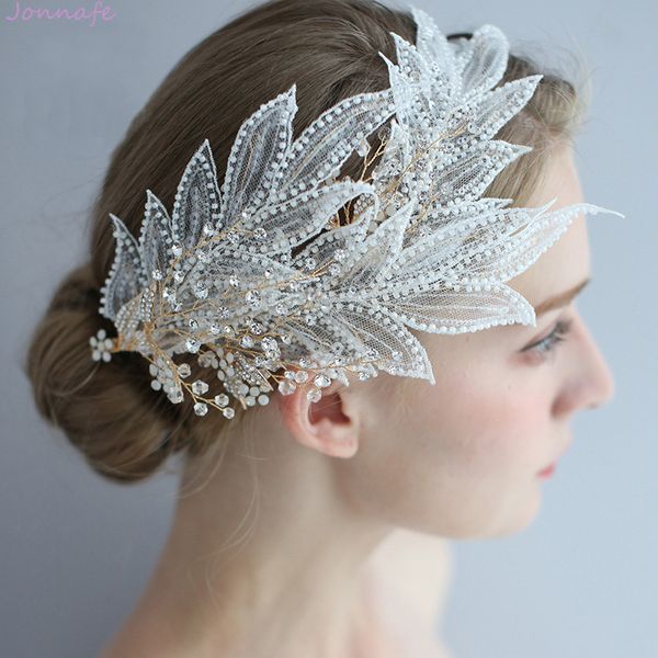 jonnafe charming lace leaf bridal crown hair jewelry handmade women prom headpiece accessories fashion wedding tiara, Golden;white
jonnafe charming lace leaf bridal crown hair jewelry handmade women prom headpiece accessories fashion wedding tiara, Golden;white