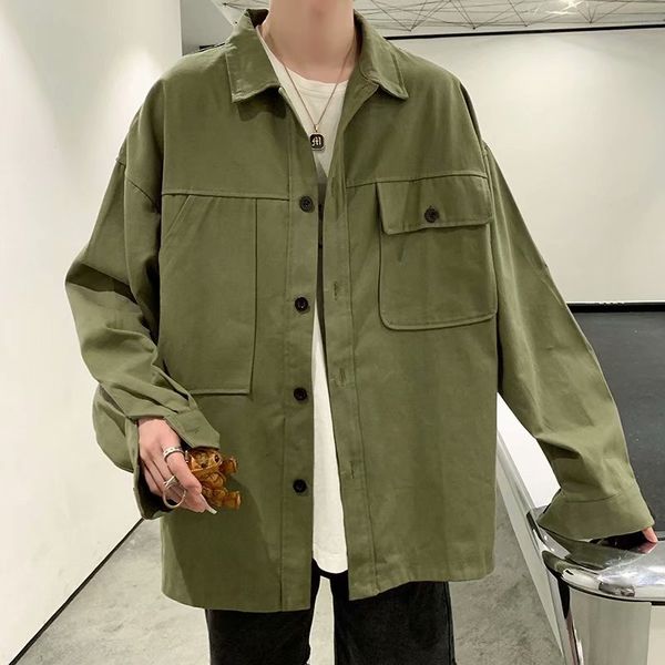 men's jackets 2021 autumn mens loose jacket single breasted cargo style coat long sleeve casual coats size m-2xl students k34, Black;brown
men's jackets 2021 autumn mens loose jacket single breasted cargo style coat long sleeve casual coats size m-2xl students k34, Black;brown