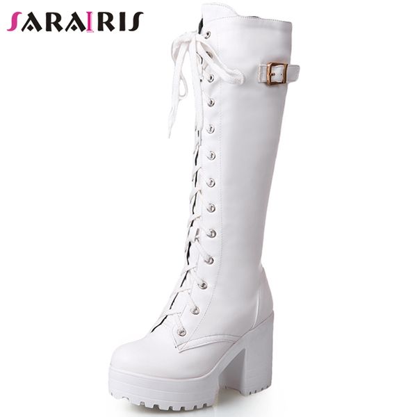 sarairis new big szie 34-43 elegant ladies lace up buckle platform mid-calf boots women 2019 high chunky heels date shoes woman, Black
sarairis new big szie 34-43 elegant ladies lace up buckle platform mid-calf boots women 2019 high chunky heels date shoes woman, Black