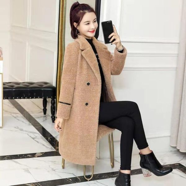 warm faux mink coat women turn-down collar long woolen coats solid plus size outerwear casual overcoat, Black
warm faux mink coat women turn-down collar long woolen coats solid plus size outerwear casual overcoat, Black