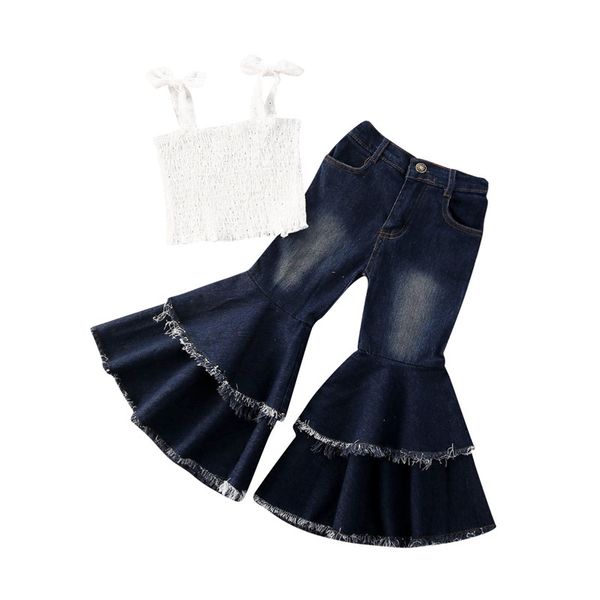 toddler girls clothes baby white sleeveless strapless vest +denim flare pants summer outfits child girl set 1-6y
toddler girls clothes baby white sleeveless strapless vest +denim flare pants summer outfits child girl set 1-6y