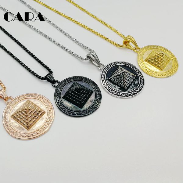 vintage color stainless steel egyptian pyramid round medal pendant necklace carving round medals pyramid necklace cara0497, Silver
vintage color stainless steel egyptian pyramid round medal pendant necklace carving round medals pyramid necklace cara0497, Silver