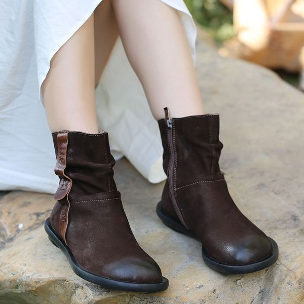 vallu 2020 original handmade leather women's shoes boots retro casual british flat comfortable leather boots, Black
vallu 2020 original handmade leather women's shoes boots retro casual british flat comfortable leather boots, Black