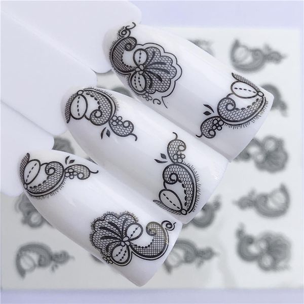 1 sheet water transfer nails art sicker lace black flowers designs manicure tips tool decoration 
1 sheet water transfer nails art sicker lace black flowers designs manicure tips tool decoration