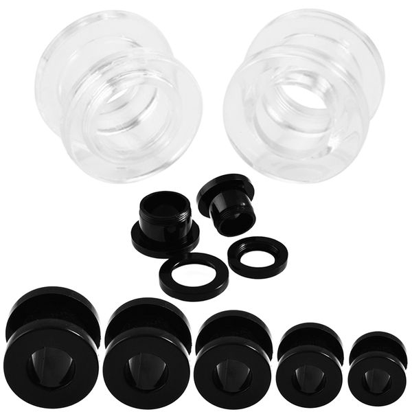 2pcs acrylic ear flesh plug piercings clear black hollow screw fit ear gauges expander stretcher body piercing jewelry 2-24mm, Slivery;golden
2pcs acrylic ear flesh plug piercings clear black hollow screw fit ear gauges expander stretcher body piercing jewelry 2-24mm, Slivery;golden