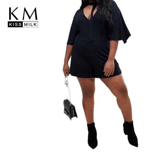 kissmilk european and american simple commuter neckline bow with v-neck short-sleeved solid color large size jumpsuit, Black;white
kissmilk european and american simple commuter neckline bow with v-neck short-sleeved solid color large size jumpsuit, Black;white