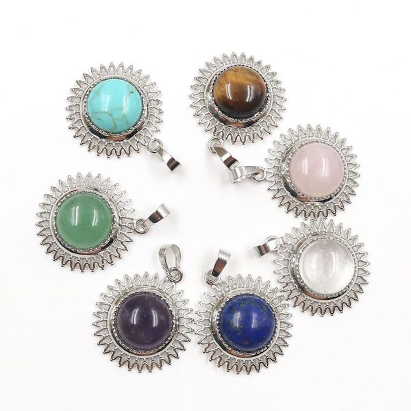 wholesale 10 pcs silver plated sun flower amethyst stone pendant rose quartz round cabochon fashion jewelry
wholesale 10 pcs silver plated sun flower amethyst stone pendant rose quartz round cabochon fashion jewelry