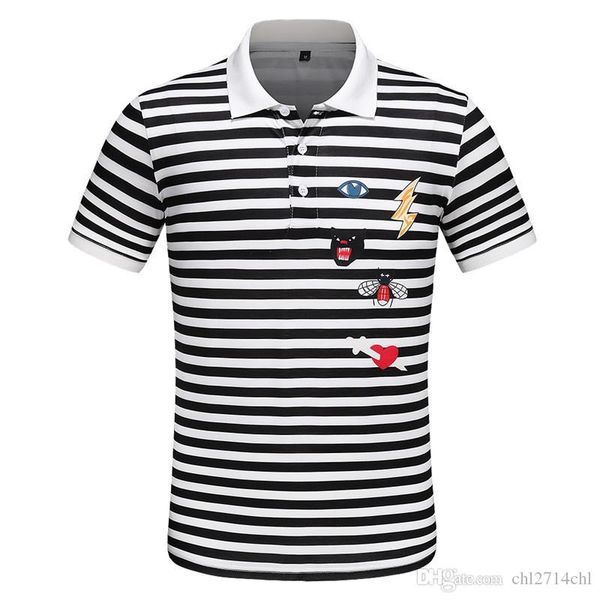 summer new lapel short sleeve men's cotton stripe breathable high-grade fashion casual t-shirt cartoon short sleeve, White;black
summer new lapel short sleeve men's cotton stripe breathable high-grade fashion casual t-shirt cartoon short sleeve, White;black