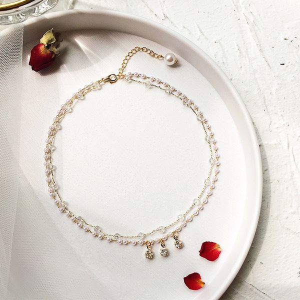 simple temperament crystal imitation pearl double-layer necklace korean fashion women girl rhinestones jewelry accessories, Golden;silver
simple temperament crystal imitation pearl double-layer necklace korean fashion women girl rhinestones jewelry accessories, Golden;silver