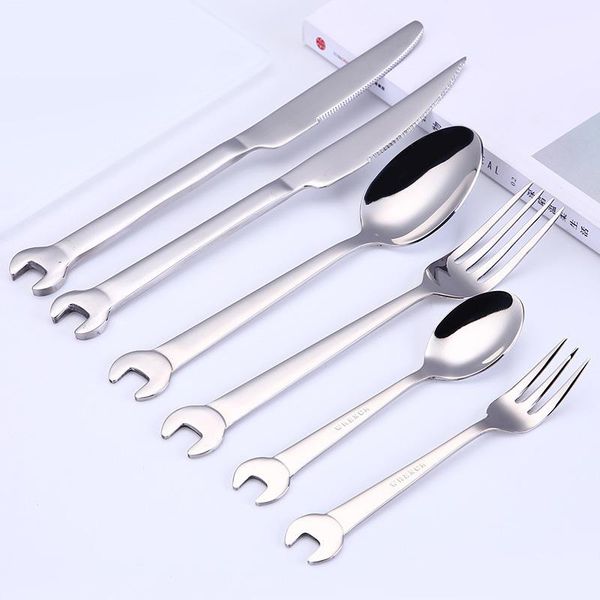 wrench stainless steel flatware set dinnerware knife fork spoon creative kitchen tools 6pcs set
wrench stainless steel flatware set dinnerware knife fork spoon creative kitchen tools 6pcs set