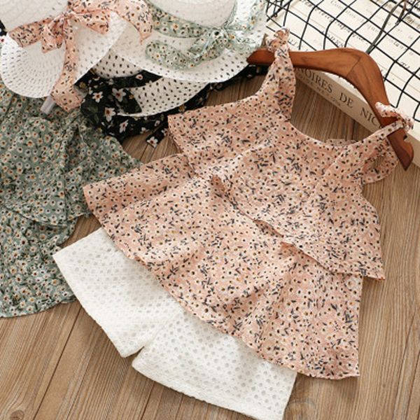 girls clothing sets summer kids clothes floral sleeveless chiffon halter+embroidered shorts straw children clothing, White
girls clothing sets summer kids clothes floral sleeveless chiffon halter+embroidered shorts straw children clothing, White