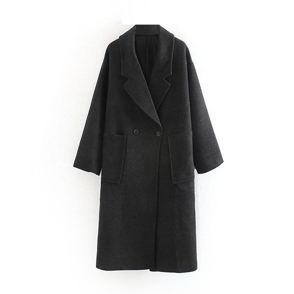women fashion black long coat long sleeve loose jacket pockets double breasted straight jacket solid casual manteau femme
women fashion black long coat long sleeve loose jacket pockets double breasted straight jacket solid casual manteau femme
