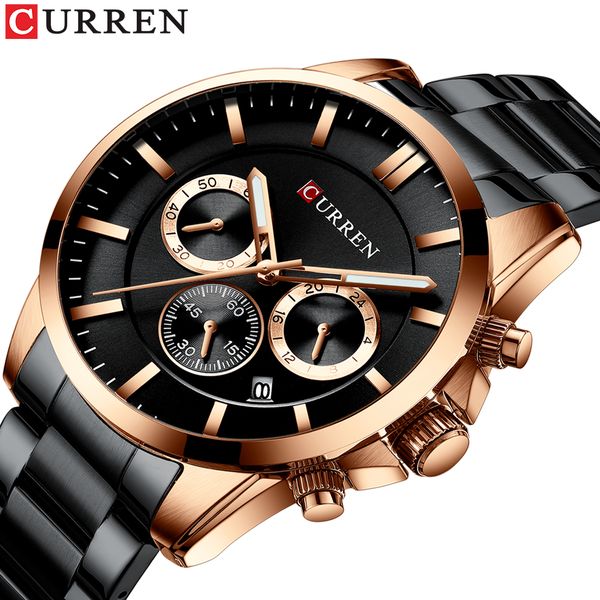 curren stylish male clock relogio masculino 2019 black stainless steel chronograph watch luminous hands calendar display, Slivery;brown
curren stylish male clock relogio masculino 2019 black stainless steel chronograph watch luminous hands calendar display, Slivery;brown