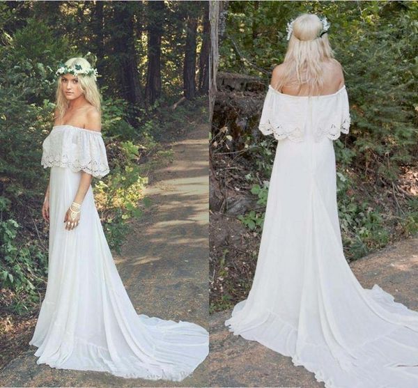 bohemian невесты свадебное платье с плеча с коротким рукавом boho country garden свадебные платья элегантный vestidos de noiva, White
bohemian невесты свадебное платье с плеча с коротким рукавом boho country garden свадебные платья элегантный vestidos de noiva, White