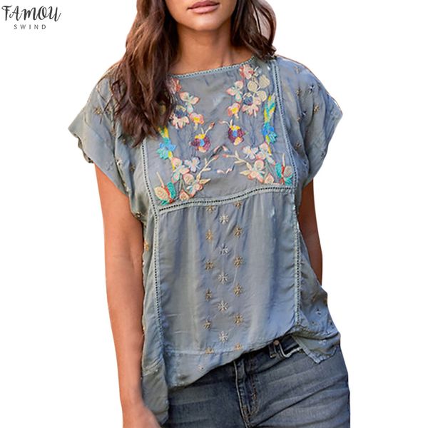 women cap sleeve vintage embroidery summer print shirt o neck short sleeve blouse boho beach loose blusas femininas, White
women cap sleeve vintage embroidery summer print shirt o neck short sleeve blouse boho beach loose blusas femininas, White