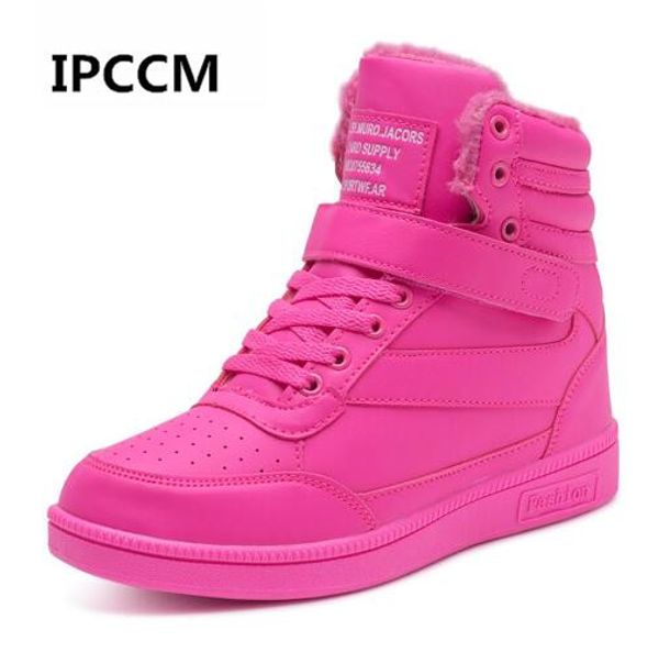 2018 winter fall women casual white shoes espadrilles invisible increasing sneakers leather platform woman warm plush high top, Black
2018 winter fall women casual white shoes espadrilles invisible increasing sneakers leather platform woman warm plush high top, Black