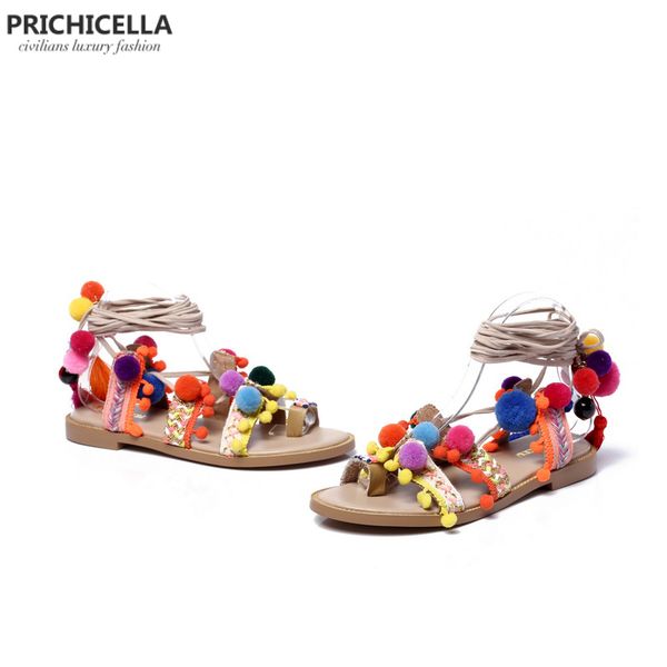 prichicella lace up pom sandals genuine leather gladiator flats women summer fringe shoes size35-41 y200405, Black
prichicella lace up pom sandals genuine leather gladiator flats women summer fringe shoes size35-41 y200405, Black