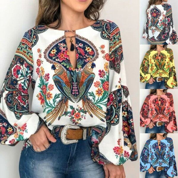 Popular Floral Boho Lantern Sleeve S-5XL T Shirt Blouse Women Long V-Neck Tops, White
Popular Floral Boho Lantern Sleeve S-5XL T Shirt Blouse Women Long V-Neck Tops, White