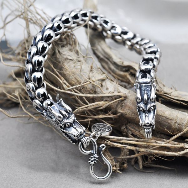 dragon scale bracelet chain real pure 925 sterling silver double heads vintage punk rock retro style men jewelry, Golden;silver
dragon scale bracelet chain real pure 925 sterling silver double heads vintage punk rock retro style men jewelry, Golden;silver