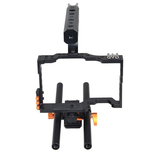dslr rod rig camera video holder mount stabilizer cage + handle grip for sony a7 a7r a7s -black+orange
dslr rod rig camera video holder mount stabilizer cage + handle grip for sony a7 a7r a7s -black+orange