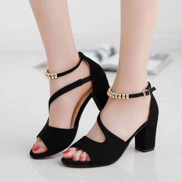 2019 fashion fish mouth hollow roman sandals thick with beaded high heels female summer female sandals, Black
2019 fashion fish mouth hollow roman sandals thick with beaded high heels female summer female sandals, Black