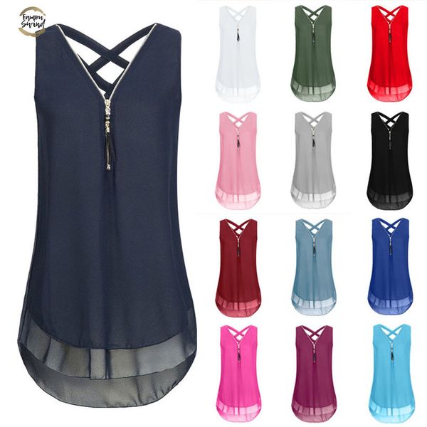 summer chiffon v neck tank womens zipper vest sleeveless criss-cross casual loose shirts ladies plus size 5xl, White
summer chiffon v neck tank womens zipper vest sleeveless criss-cross casual loose shirts ladies plus size 5xl, White