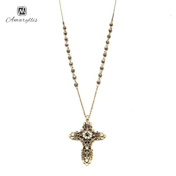 amaiyllis vintage large cross pendant necklace for women metal gothic beads pendant necklace fashion sweater collier, Silver
amaiyllis vintage large cross pendant necklace for women metal gothic beads pendant necklace fashion sweater collier, Silver