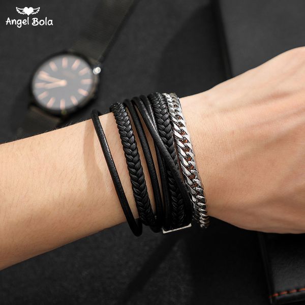 genuine wrap leather wristband bracelets men pulseiras de couro stainless steel handmade optional wholesale buddha bracelets, Black
genuine wrap leather wristband bracelets men pulseiras de couro stainless steel handmade optional wholesale buddha bracelets, Black