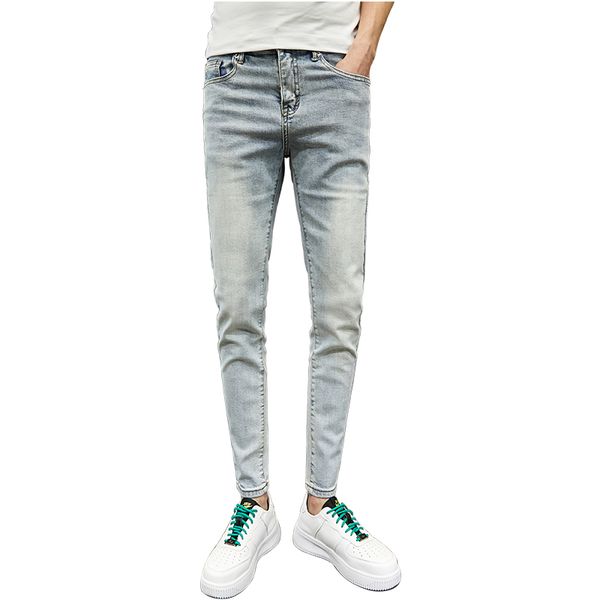 light-colored male korean version of slim male feet pants 2020 summer was thin denim nine points pants wild men's, Blue
light-colored male korean version of slim male feet pants 2020 summer was thin denim nine points pants wild men's, Blue