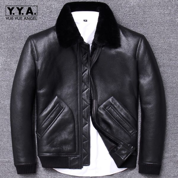 luxury sheep shearing mens genuine leather jackets winter warm smart casual rib hem slim fit plus size thick coats, Black
luxury sheep shearing mens genuine leather jackets winter warm smart casual rib hem slim fit plus size thick coats, Black