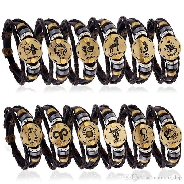 12 constellations genuine leather charm bracelets men s zodiac vintage braided rope wrap adjustable bangle for women punk diy jewelry, Golden;silver
12 constellations genuine leather charm bracelets men s zodiac vintage braided rope wrap adjustable bangle for women punk diy jewelry, Golden;silver