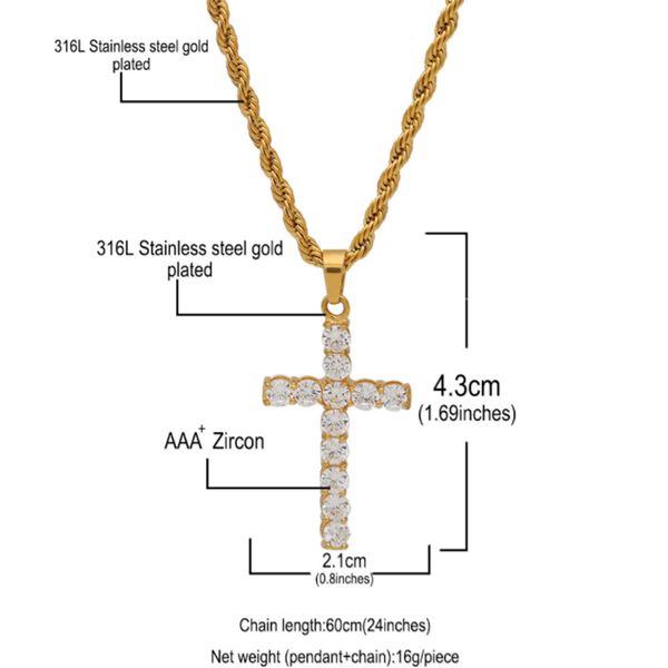 donia jewelry stainless steel micro setting zircon cross necklace fashion accessories luxury birthday gift sweater necklace, Golden;silver
donia jewelry stainless steel micro setting zircon cross necklace fashion accessories luxury birthday gift sweater necklace, Golden;silver