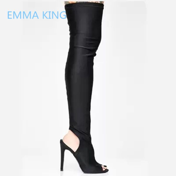 2019 stretch women over the knee long boots peep toe thin high heels ladies summer slingbacks shoes woman thigh high socks boots, Black
2019 stretch women over the knee long boots peep toe thin high heels ladies summer slingbacks shoes woman thigh high socks boots, Black
