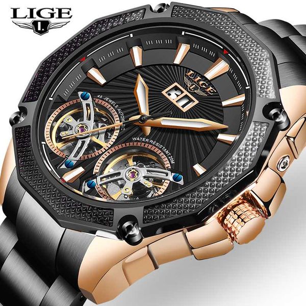 2020 new lige men watches automatic black watch men stainless steel waterproof business sport mechanical wristwatch, Slivery;brown
2020 new lige men watches automatic black watch men stainless steel waterproof business sport mechanical wristwatch, Slivery;brown