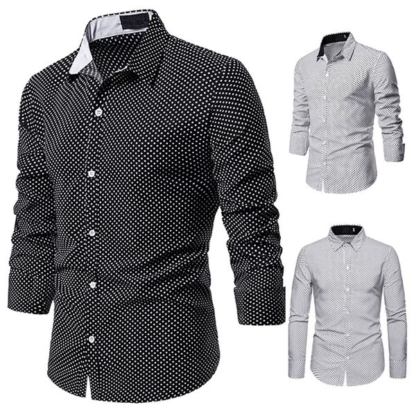 2019 autumn casual men shirt long sleeve slim blouse polka dot fit modis turn down collar mens shirts dress camisa masculina, White;black
2019 autumn casual men shirt long sleeve slim blouse polka dot fit modis turn down collar mens shirts dress camisa masculina, White;black